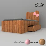 تخت خواب نوجوان طرح پاپیون اعیان مدل FH608 سایز 80x180 سانتی متر - Image 8