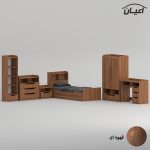 سرویس تخت خواب ملامینه  یک نفره اعیان مدل FH997 سایز 90x200 سانتی متر مجموعه شش عددی - Image 6