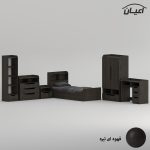 سرویس تخت خواب ملامینه  یک نفره اعیان مدل FH997 سایز 90x200 سانتی متر مجموعه شش عددی - Image 7