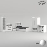 سرویس تخت خواب ملامینه  یک نفره اعیان مدل FH997 سایز 90x200 سانتی متر مجموعه شش عددی - Image 24