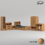 سرویس تخت خواب ملامینه  یک نفره اعیان مدل FH997 سایز 90x200 سانتی متر مجموعه شش عددی - Image 5